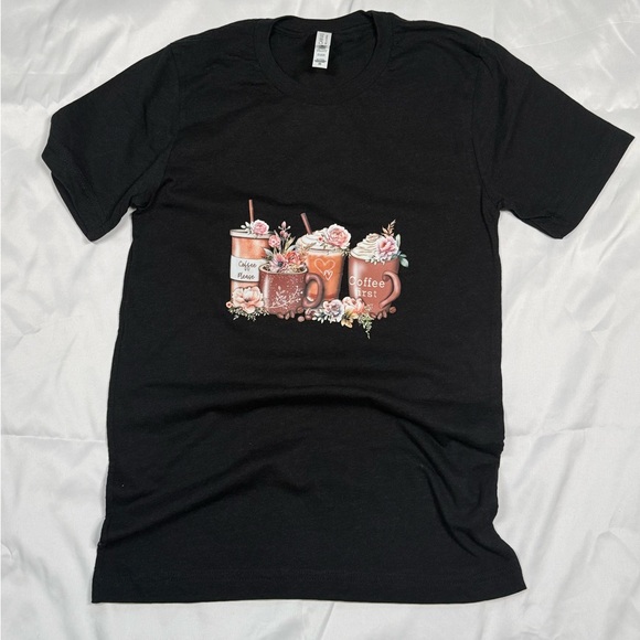 Bella Canvas Tops - Bella Canvas Black Floral Coffee Graphic Tee